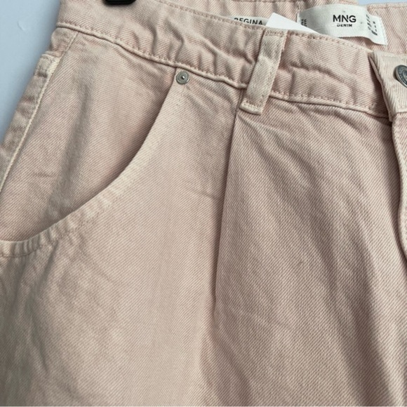 new Mango Light Pink Slouchy High Waist Crop Jeans US 6 - Picture 6 of 8